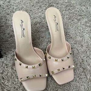 Anne Michelle Pink and Gold Heels with Stiletto Design